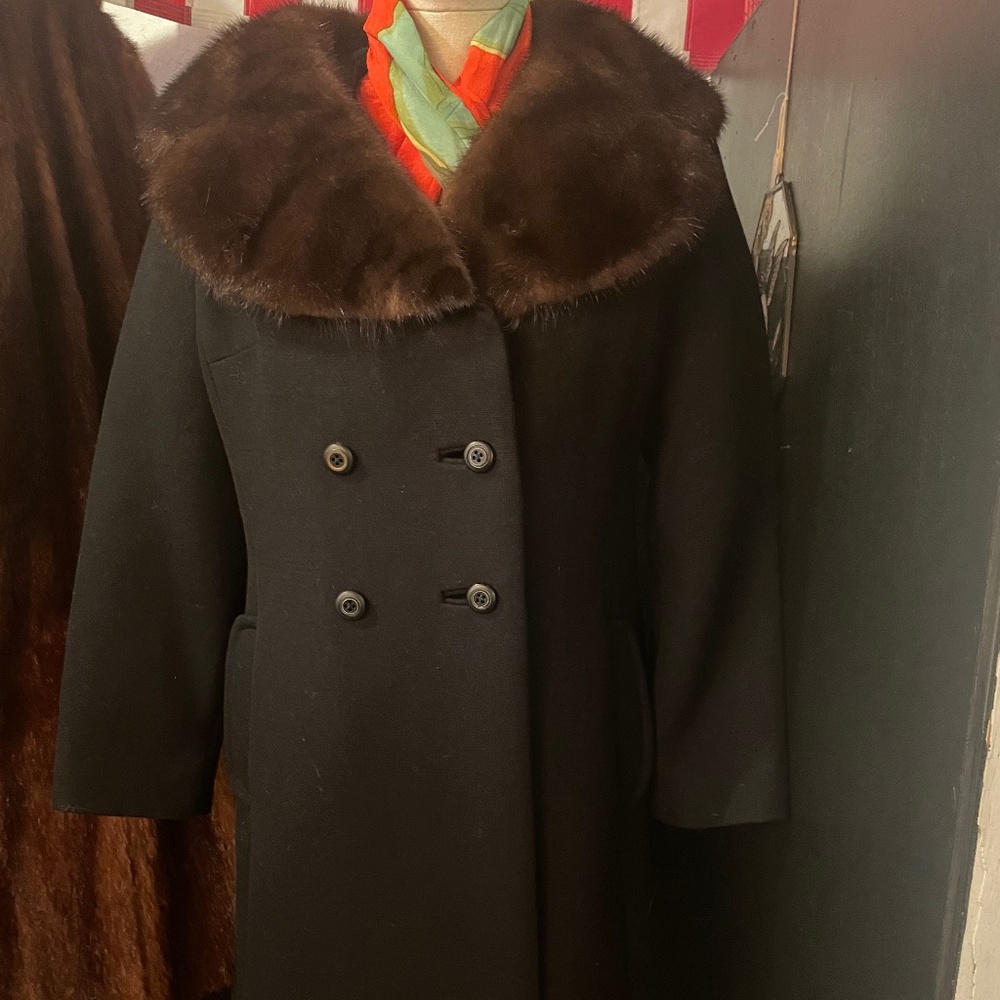 Wool Coat with Mink Collar 1960s